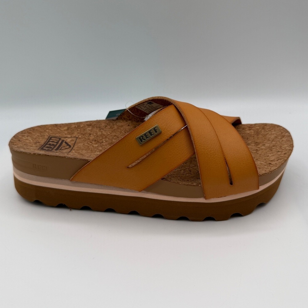 Reef Cushion Bloom Hi Sandals Women's 5,EU:35 Natural Tan Platform Slides,CI8823